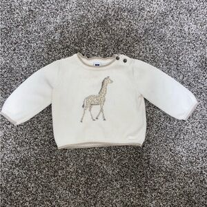 Janie and Jack Ivory Sweater with Giraffe Motif